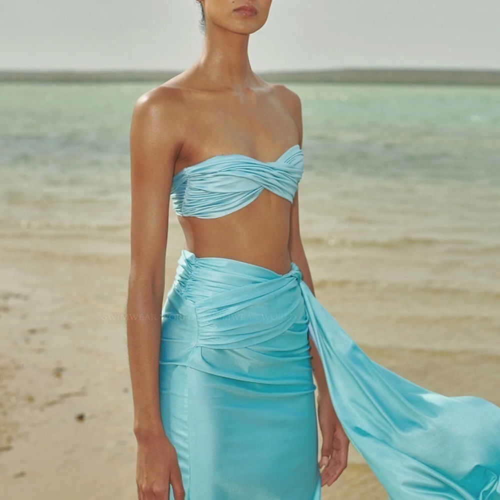 Light Blue Sarong Bikini Set​​​​​